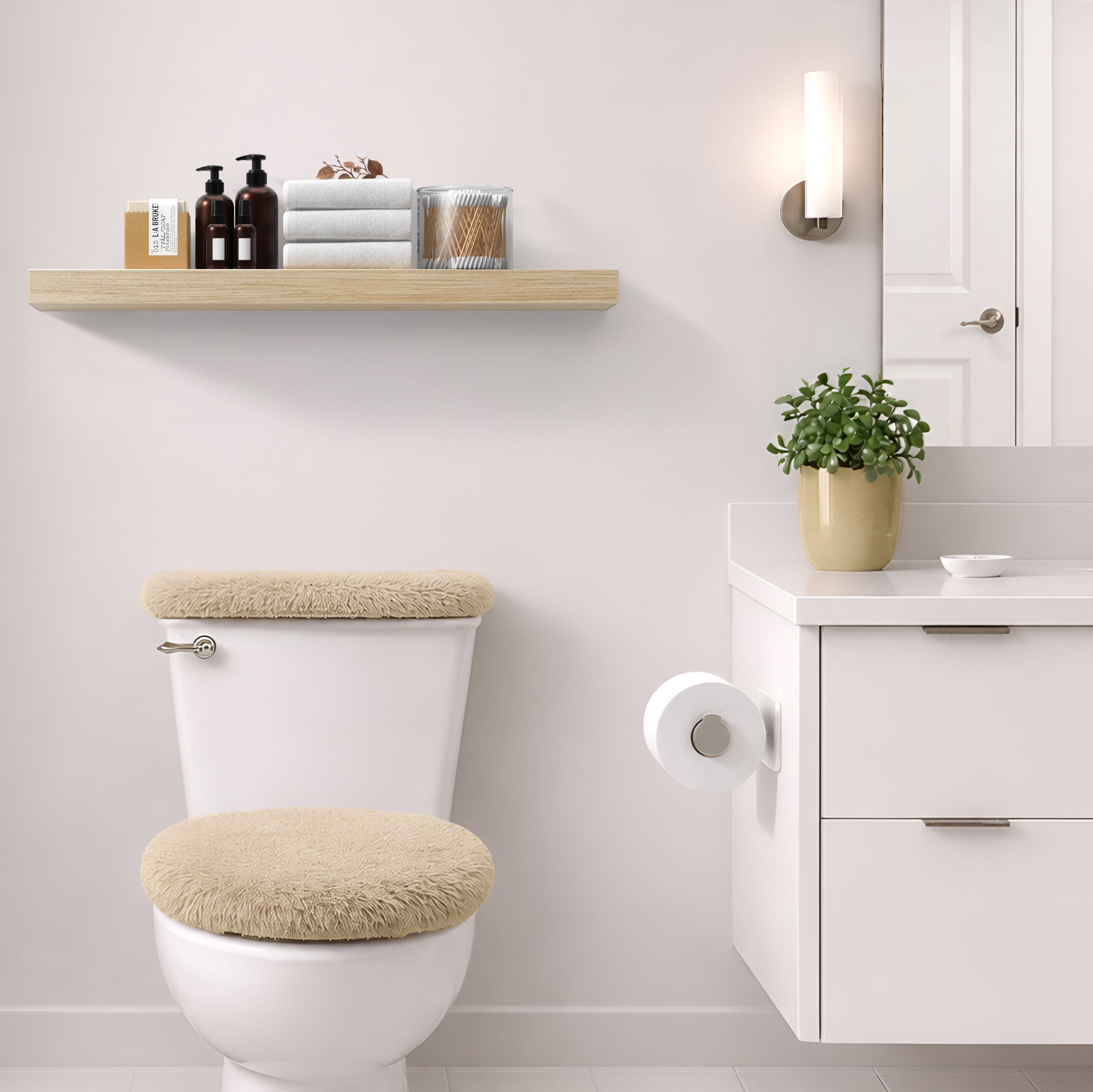 Sorbus 35" Floating Wall Shelf, Maplewood, Invisible Brackets, Bathroom, Bedroom & Home Decor