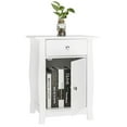 Ktaxon White Bedside Nightstand Table with Storage, Wooden Accent End