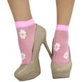 thumbnail image 6 of ToBeInStyle Women's Flower Design Sheer Anklet Fashion Socks - Neon Pink, 6 of 6