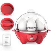 Egg Cooker - Rapid 7 Eggs Boiler with Auto Shut-off, Poacher & Omelette Maker, Easy Clean Stainless Steel Heating Plate for Soft, Medium, Hard Boiled Eggs - Red