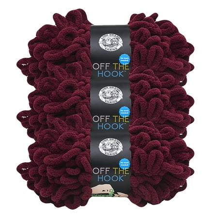 UPC: 0842093115335 | Lion Brand Yarn Off the Hook Cherry Bomb Loop Jumbo Polyester Red Yarn 3 Pack