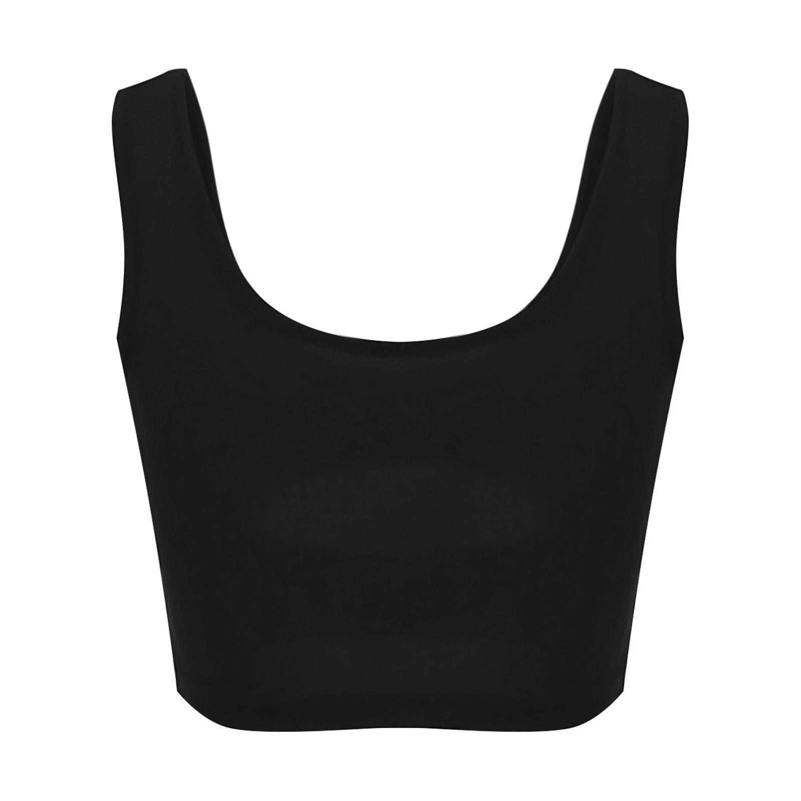 B91xZ Plus Size Womens Tops Women's U Veck Sleeveless Unique Slim Fit Cut  Out Tank Crop Top Black, L