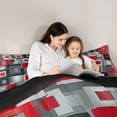 thumbnail image 5 of Homewish Modern Abstract Buffalo Full Size Comforter Sets,3D Checkered Plaid Bedding Comforter Set,Gray Red Bedding Sets For Kids,Ultra Soft Home Decor Reversible,3 Pieces, 5 of 8