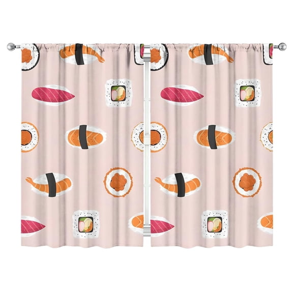 Sushi (40) Curtains-blackout Curtains Bedroom Decor Living Room Darkening Grommet Window Drapes 2 Panels Set 52"x 84"
