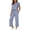Light Blue, variant on SEMPAI Travel Outfits for Women 2 Piece Sets Summer Lounge Short Sleeve Button V Neck Tops Drawstring Wide Leg Pants Set