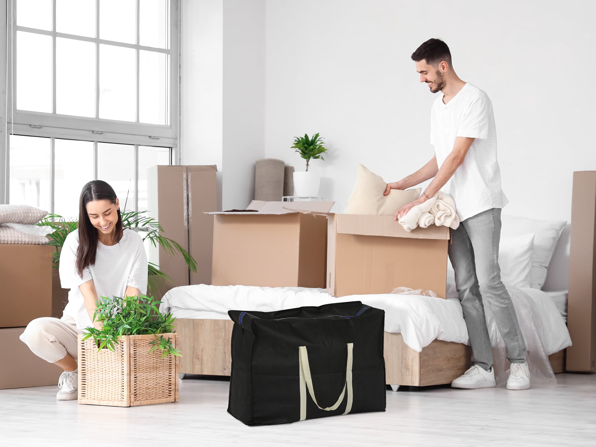 Unique Bargains 1 Pack Clothes Storage Bags Moving Bags Black 27*20*10in