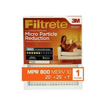 Filtrete by 3M, 20x25x1, MERV 10, Micro Particle Reduction HVAC Furnace Air Filter, Captures Pet Dander and , 800 MPR, 1 Filter