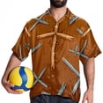thumbnail image 4 of Easter Cross Men's Button Down Hawaiian Print Short Sleeve Casual Summer Beach Shirts, 4 of 6
