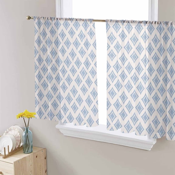 Abstract Blue Sheer Curtains 54 Inches Length 2 Panels Set, Window Sheer Curtains for Living Room/Bedroom, Modern Contemporary Art Vintage Light Filtering Rod Pocket Curtain 52'' x 54'' x 2