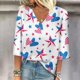 thumbnail image 1 of Fiudx Liquidación de Ofertas Flash Blusa de Manga 3/4 con Estampado de Moda para Mujer, Camiseta con Cuello En V, Tops Informales para El Día de La Independencia, 1 of 4