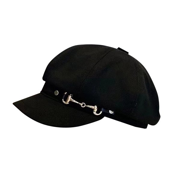 HJYCHN Stylish Womens Newsboy Cap Fashionable PU Leather Cabbie Painter Hat Beret for Everyday Wear Black One Size