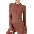 thumbnail image 1 of Veste de Sport Légère pour Femmes, Courte, à Fermeture Éclair, Manches Longues, pour Yoga, Course, Entraînement, 1 of 4
