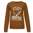 thumbnail image 4 of HAPIMO Sales Womens Sweatshirt Long Sleeve Thin Bottoming Chicken Graphic Letter Print Sweatshirt Crewneck Pullover Tops Raglan Casual Womens Fall Fashion Clothes Brown XL, 4 of 5