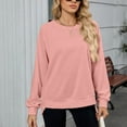 thumbnail image 5 of SWSMCLT Women's Long Sleeve Sweatshirt Fashion Fall Crewneck High Low Pullover Tops Soft Loose Ribbed Sweatshirts Pink XX-Large, 5 of 5