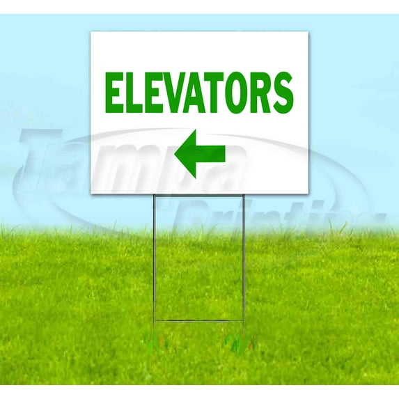 Elevators Left (18" x 24") Yard Sign, Includes Metal Step Stake
