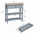 thumbnail image 3 of Kinbor Wood Console Table with Drawer and Storage Shelf Accent, Gray, 3 of 8
