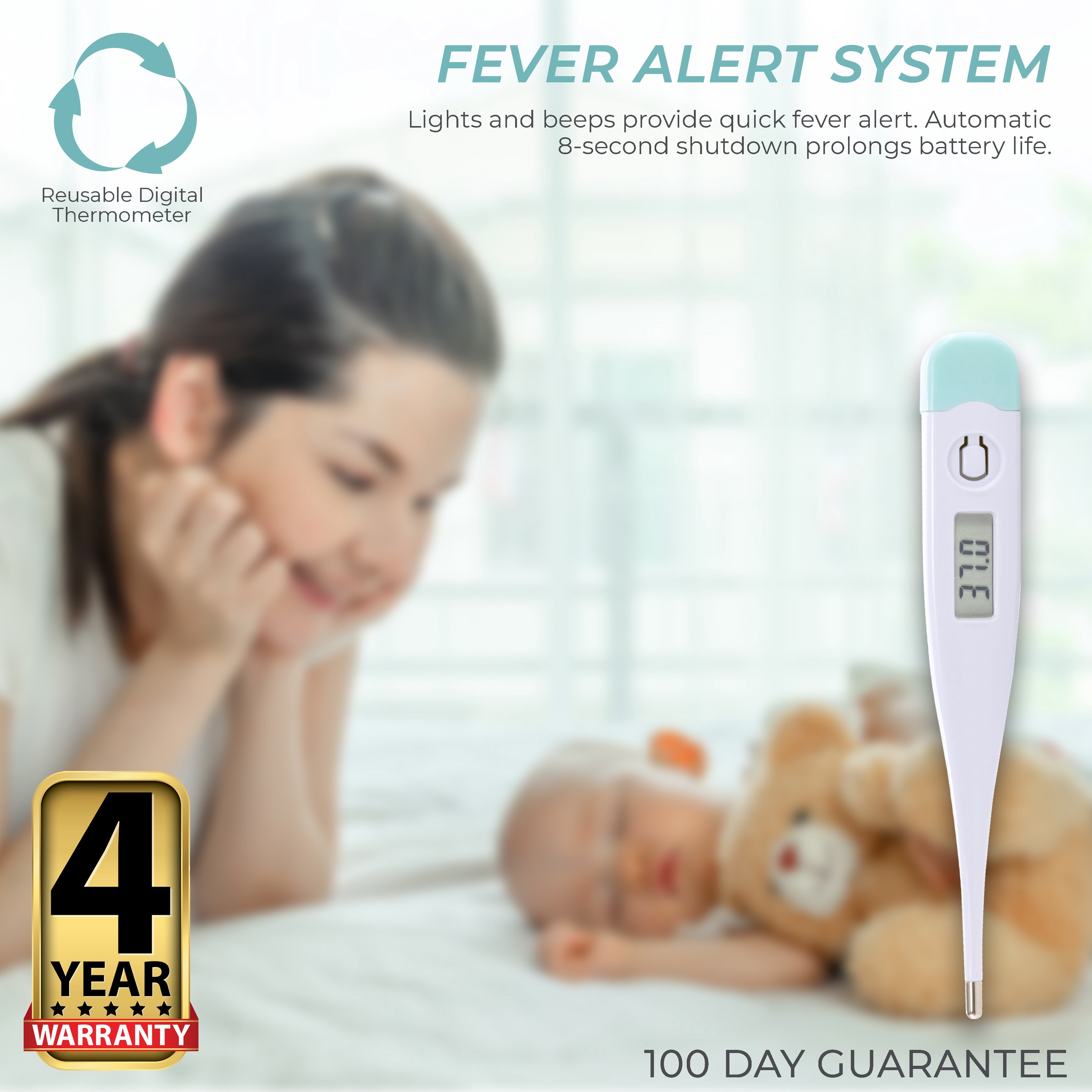 Hit Notion Celsius Digital Thermometer for Babies, Children and Adults Fast Accurate Readout, 3 in One Functionality Oral, Armpit, Rectal, Easy to See Digital Readout Memory Automatic Shutoff