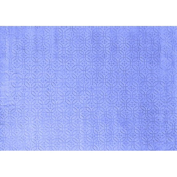 Ahgly Company Machine Washable Indoor Rectangle Solid Blue Modern Area Rugs, 7' x 9'