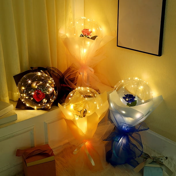 Iluminación Led, Iluminación Led, Set de Regalo Diy, Rosas Brillantes, Plantas Decorativas, Floral Duradera, Hongo con Pilas, Cable 3 M, Inflable 40 Cm.