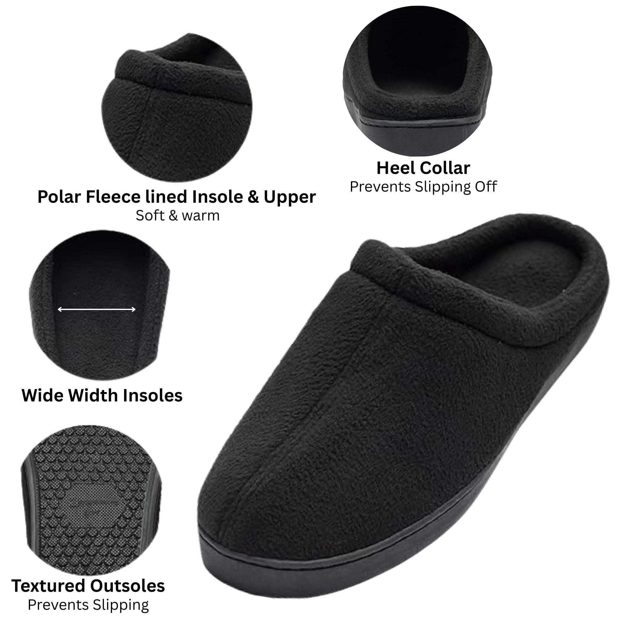 Alpine Swiss Wide Mens Fleece Clog Slippers | Wide Width Slip-On House Shoes with Memory Foam | Cozy Durable Indoor Comfort