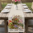 thumbnail image 4 of Spring Flowers Table Runner - 72 Inch Long Cute Rabbits Tulips Sunflowers Daisy Vintage Cotton and Linen Blended Dress Scarves Farmhouse Table Runner for Kitchen Dining, Coffee Table, 13" x 72", 4 of 8