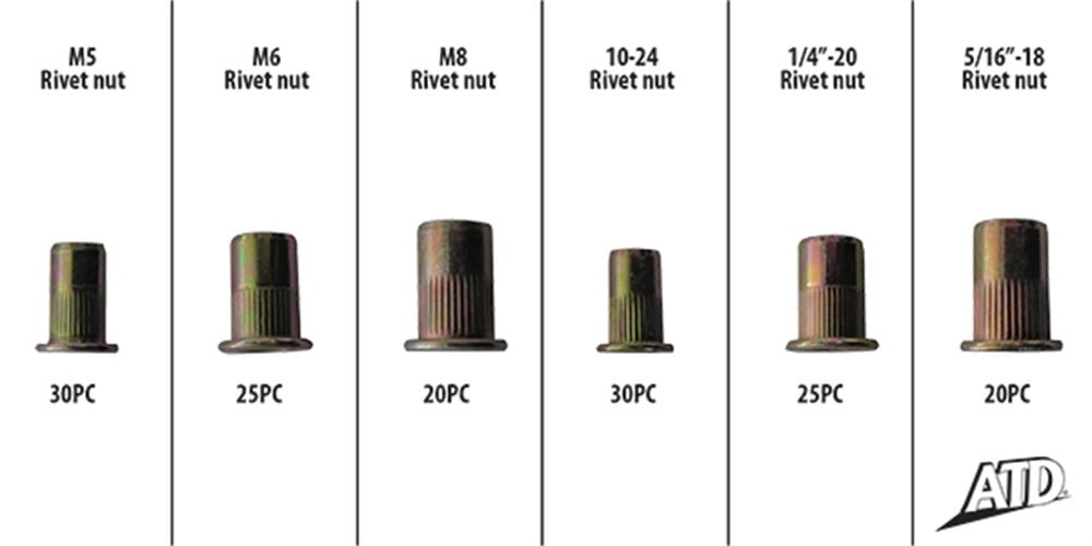 ATD Tools ATD-337 150 Piece Rivet Nut Assert