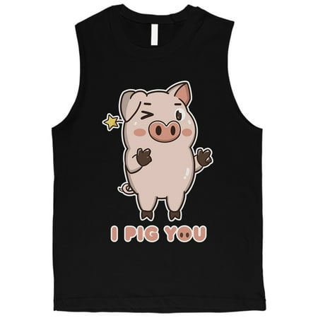 Christmas Day Sayings I Pig You Mens Funny Saying Workout Muscle Top Valentine's Day Gift ()