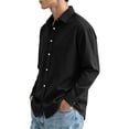thumbnail image 4 of Men's Cotton Linen Button Down Shirts Long Sleeve Casual Summer Beach Shirts for Men, 4 of 7