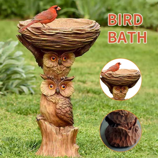 TIMIFIS Planter Outdoor Bird Bath Flower And Bird Feeder Decoration With Flower Pot Base Office DecorFall