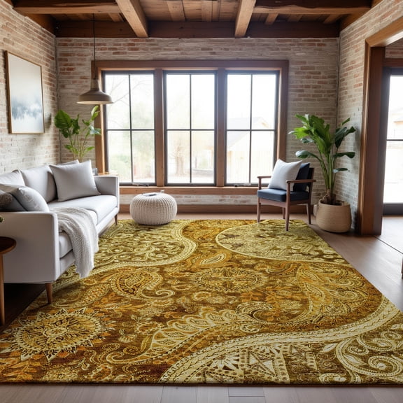 Addison Rugs Mayfield Premium Machine Washable Transitional Swirl Terracotta Rectangle Rug, 10' x 14'