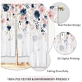 thumbnail image 4 of Navy Blue Pink Flower Kitchen Curtains Floral Watercolor Leaves Small Short Cafe Window Curtains Botanical Wildflower Rod Pocket Bathroom Drapes Treatment Tier Curtains (27.5x39 Inch), 4 of 6