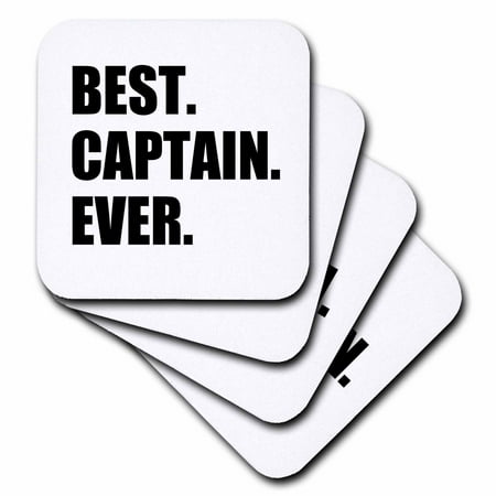 3dRose Best Captain Ever. for ship boat sailing army police starship captains, Soft Coasters, set of