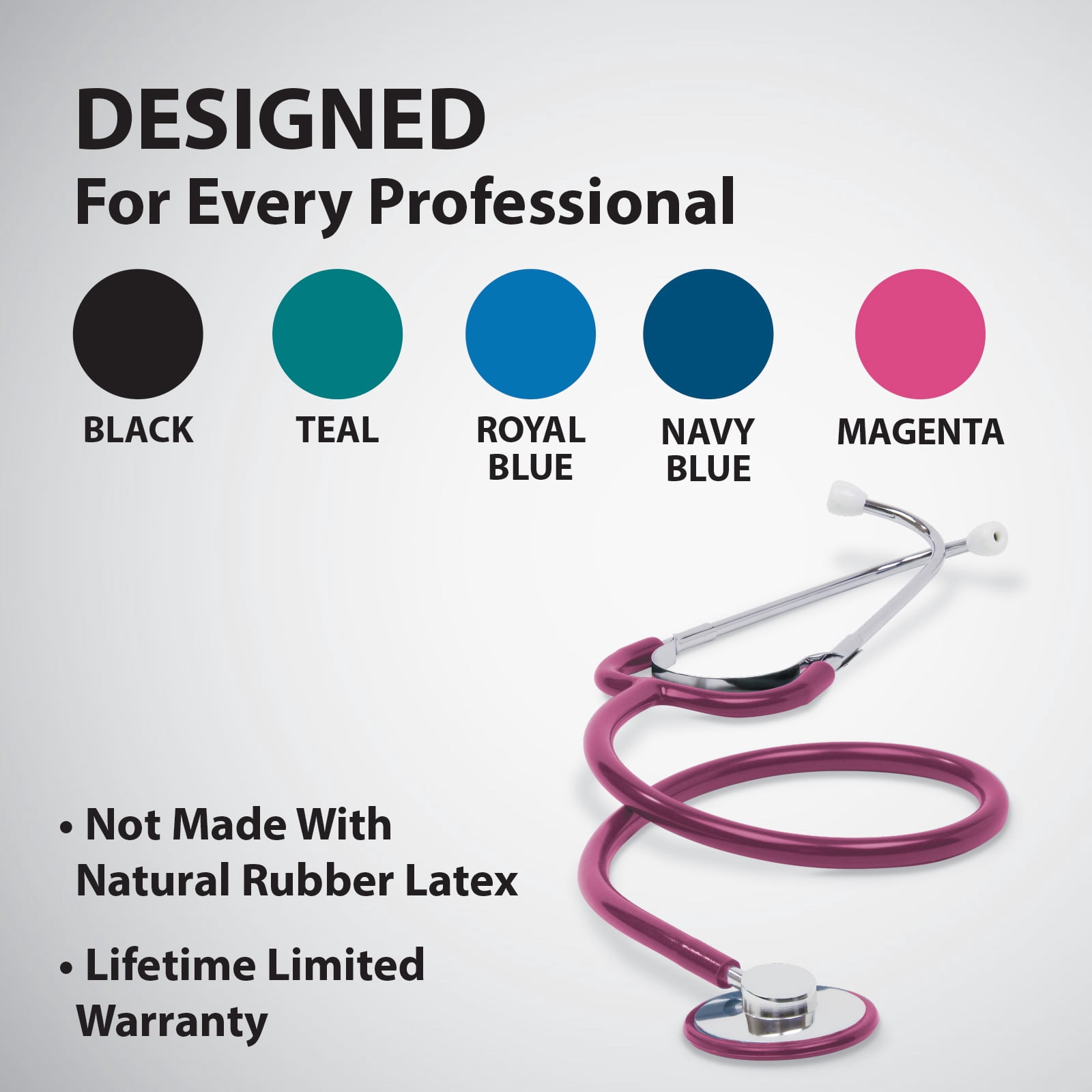 Prism Series Aluminum Single Head Nurse Stethoscope, Magenta, Boxed