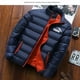 thumbnail image 3 of Parka cálida de estilo europeo para hombre, chaqueta informal de moda para invierno, chaqueta rellena de algodón a prueba de viento con cuello levantado sólido, 2024, 3 of 4