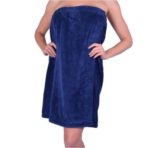 anatolian Women's Body WRAP Towel - 100% Cotton Adjustable Cover Up for Beach Spa Gym Bath Pool - Made in Turkey (Navy Blue, 1)