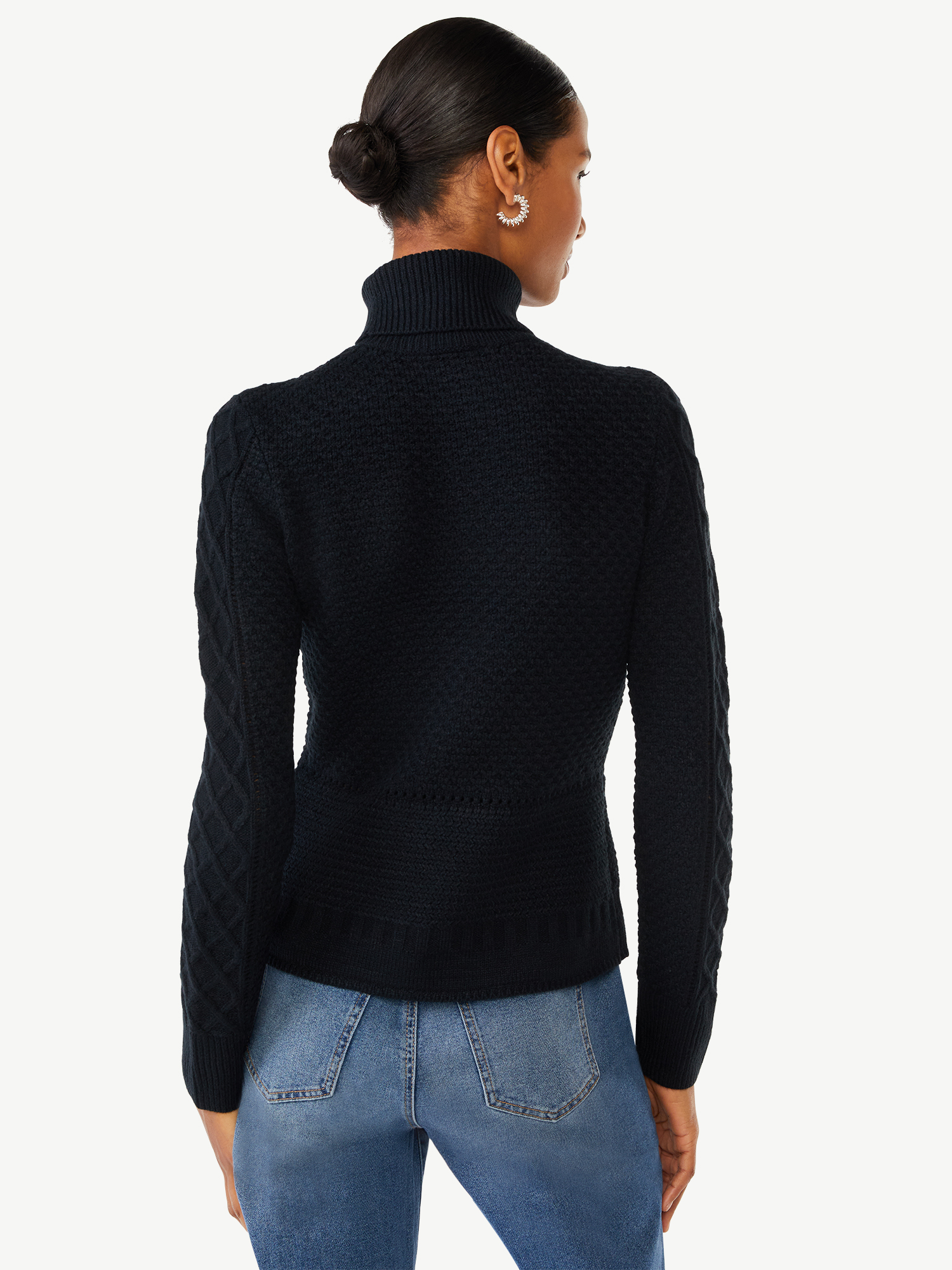 Scoop Women's Cable Knit Pullover Sweater with Long Sleeves, Sizes XS-XXL - image 4 of 5