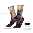 thumbnail image 4 of Rateoe Purple Flower Lazy Cat for Women Casual Calf Socks - Cute Crew Socks - Thin Soft Above Ankle Socks Size 5-11, 4 of 6
