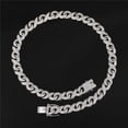 thumbnail image 4 of FEEL STYLE Adult 13MM Silver Plated Alloy Cuban Chain Necklace Male 5A Zircon Hip Hop Jewelry 18", 4 of 5