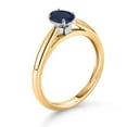 thumbnail image 3 of Gem Stone King 0.55 Ct Oval Blue Sapphire 10K Yellow and White Gold Solitaire Engagement Ring (Size 9), 3 of 4