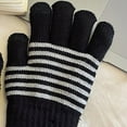 thumbnail image 3 of ktowifly Knit Gloves for Kids Striped Color Block Cute Warm Strench Cold Weather Elastic Wrist Trendy Glove, 3 of 4