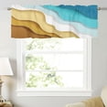 thumbnail image 3 of Modern Ombre Stripes Boho kitchen Curtains Valances for Windows Blue Turquoise Brown Grey Mid Century Valance Rod Pocket Window Curtain 1 Panel for Spring Summer Window Treatment Decorations 54x18inch, 3 of 6
