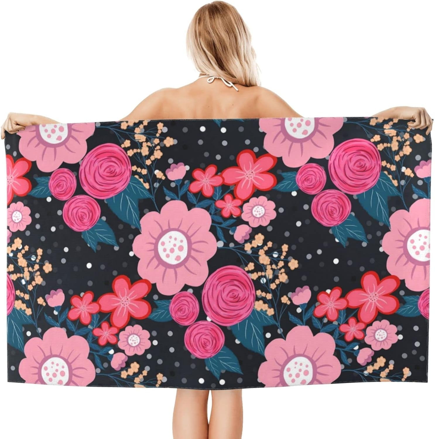 Pretty Black and White Butterflies Pattern Beach Towels Oversized Soft High Absorbent Quick Dry Bath Towels Pool Towels Travel Beach Towels for Kids Adults
