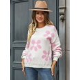 thumbnail image 6 of Women'S Sweater Fall Long Sleeve Crewneck Tops Knit Oversized Pullover Casual Print Tops White XL, 6 of 9