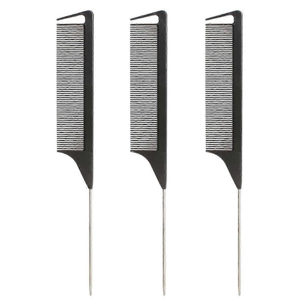 Peine de cola de rata de 3 piezas, peine de cola de rata con pasador de acero, peine de cola de rata profesional para mujeres y niñas, peine de peluquería para trenzas rizadas y peinado del cabello