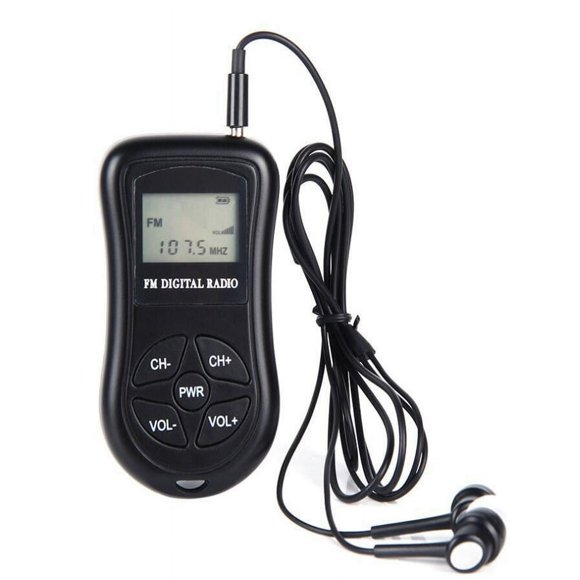 Estbridg Mini FM Radio with LCD Display and Earphones Portable Handheld Wireless Radio for Outdoor Activities