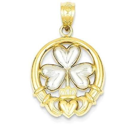 Irish Claddagh Pendant (14k Yellow Gold Irish Claddagh Celtic Knot Shamrock Pendant Charm Necklace Gifts For Women For Her mothers day gifts mom wife)