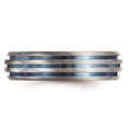 thumbnail image 5 of Edward Mirell Titanium Triple Groove Blue Anodized Ring, 5 of 8