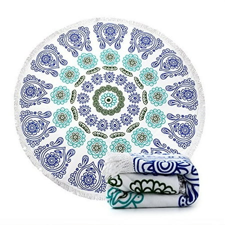 Ricdecor Indian Mandala Microfiber Large Round Beach Blanket With