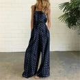 thumbnail image 2 of hgsbede Jumpsuits for Women's Sleeveless Overalls Jumpsuit Casual Dot Print Summer Wide Leg Bib Pants, 2 of 6