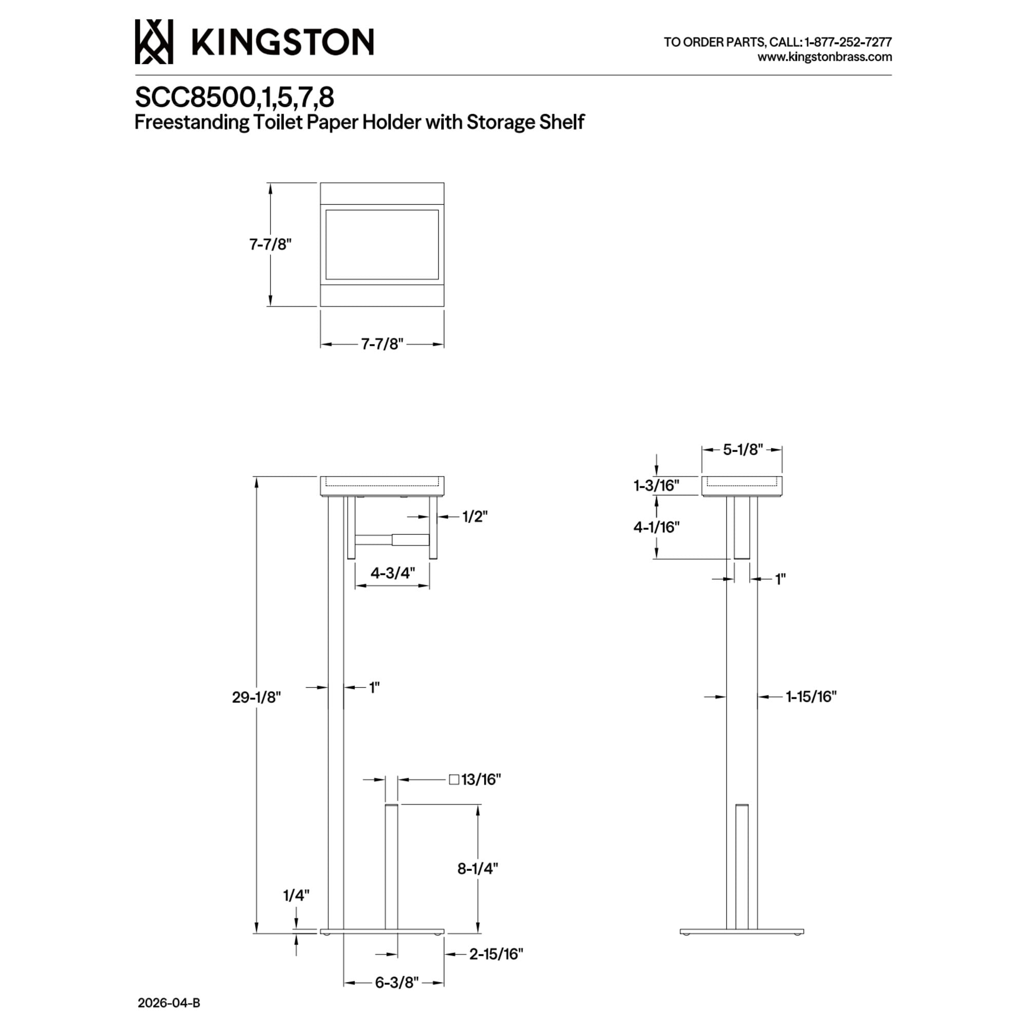 Kingston Brass SCC8505 Freestanding Toilet Paper Holder with Storage Shelf in Oil Rubbed Bronze